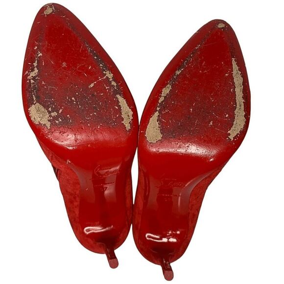 Christian Louboutin Veau Velour Red So Kate 55 Ankle Booties EU 37 US 7 Heels - Picture 7 of 8